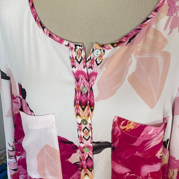 Fig and Flower Women's Pink Floral Tunic Top, Size 2X EUC - Picture 4 of 7